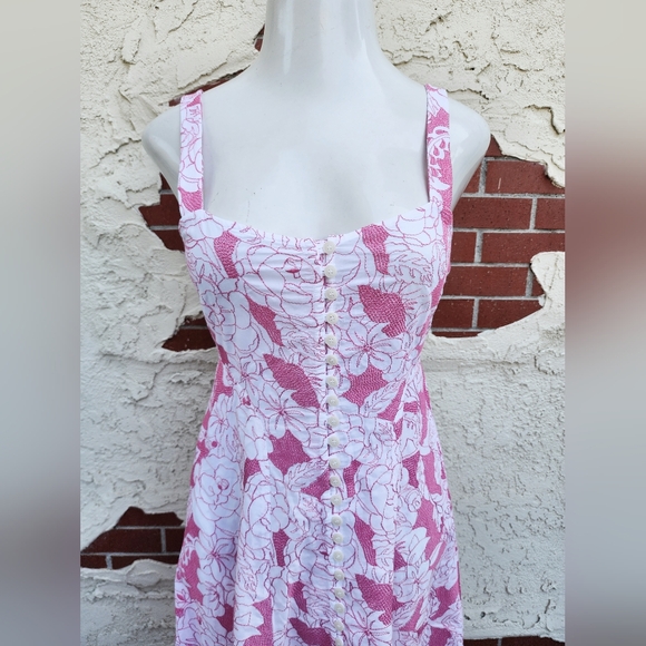 $659 THREE GRACES London embroidered cotton sleeveless strap 8 long midi dress - Picture 3 of 16